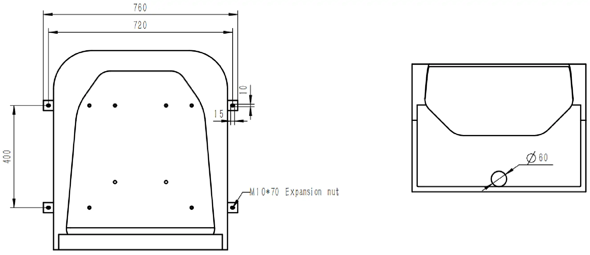 Acoustic Hood JR-TH-01 Dimensions