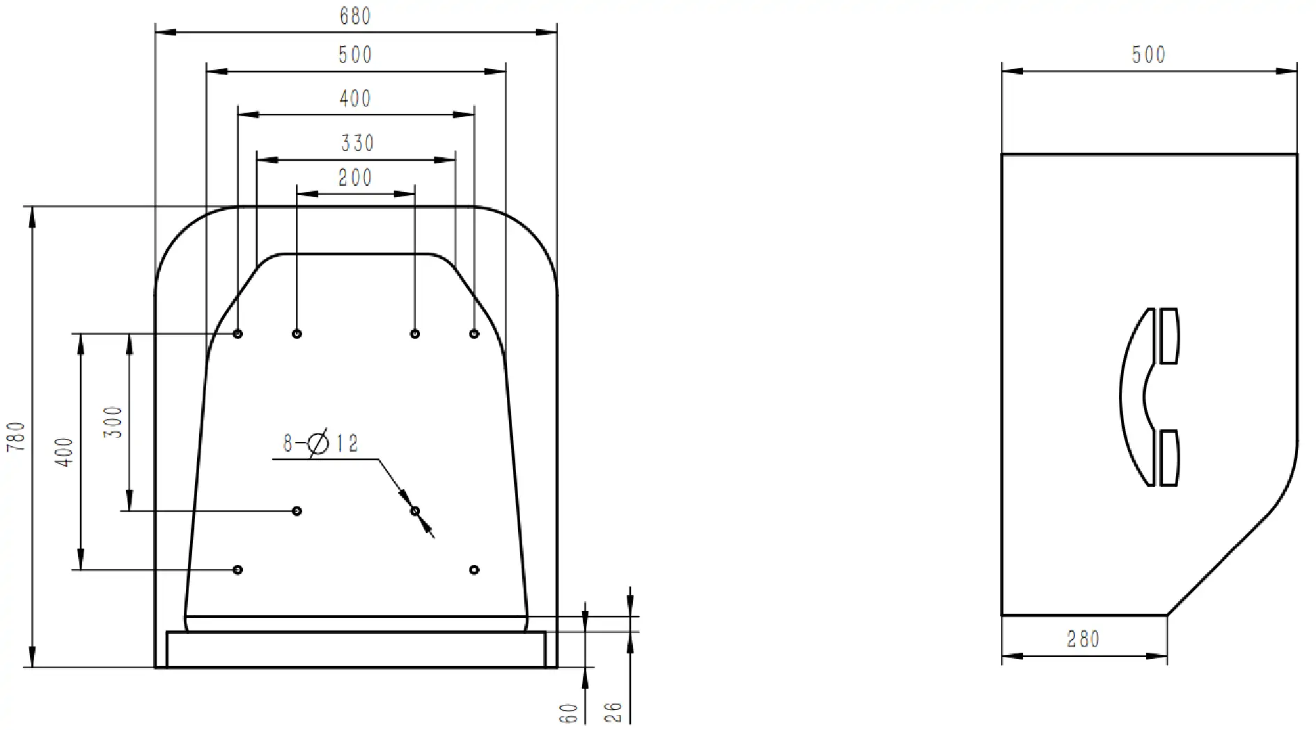 Acoustic Hood JR-TH-01 Dimensions