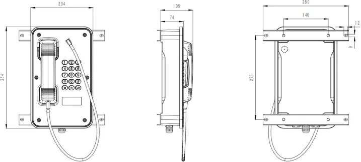 JR103-FK-LCD-SIP Dimensions
