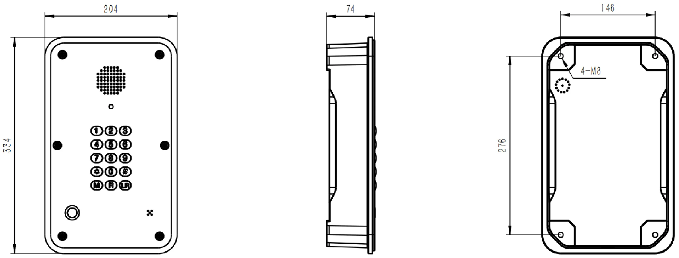 JR104-FK-AL Dimensions