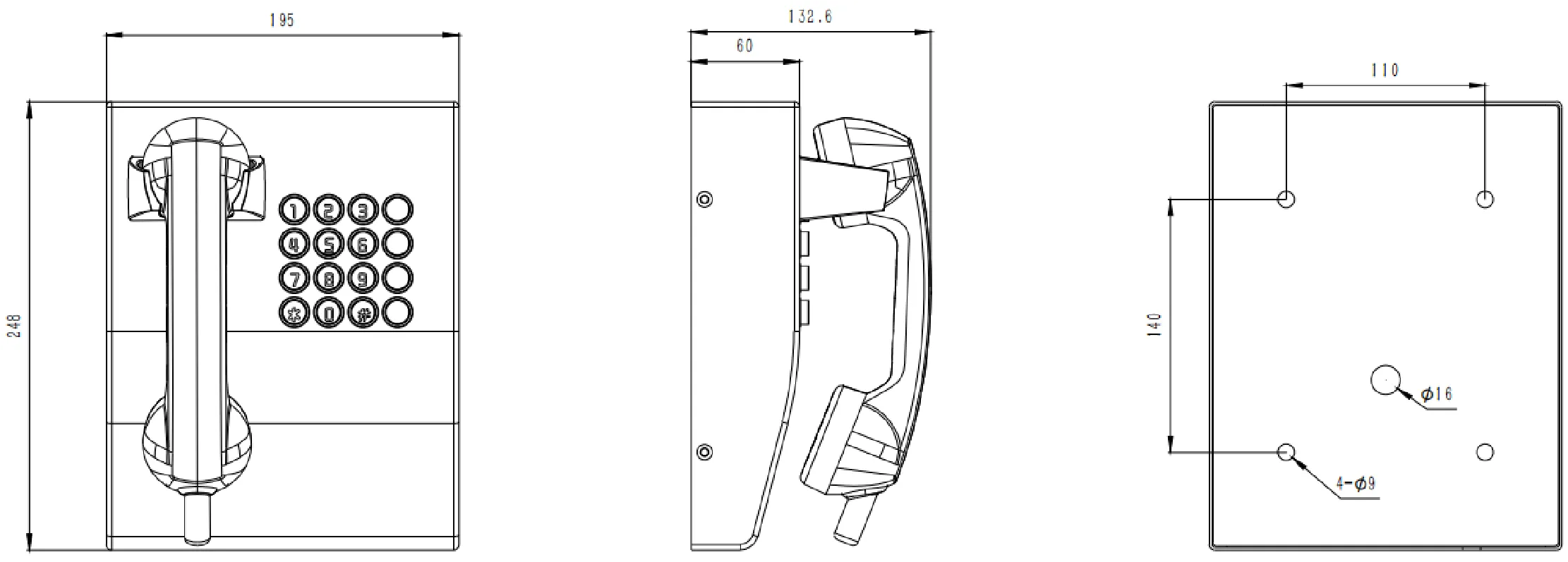 JR207-FK-4G Dimensions