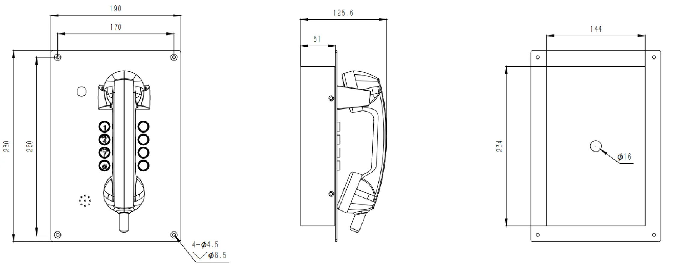 JR209-FK-SIP Dimensions