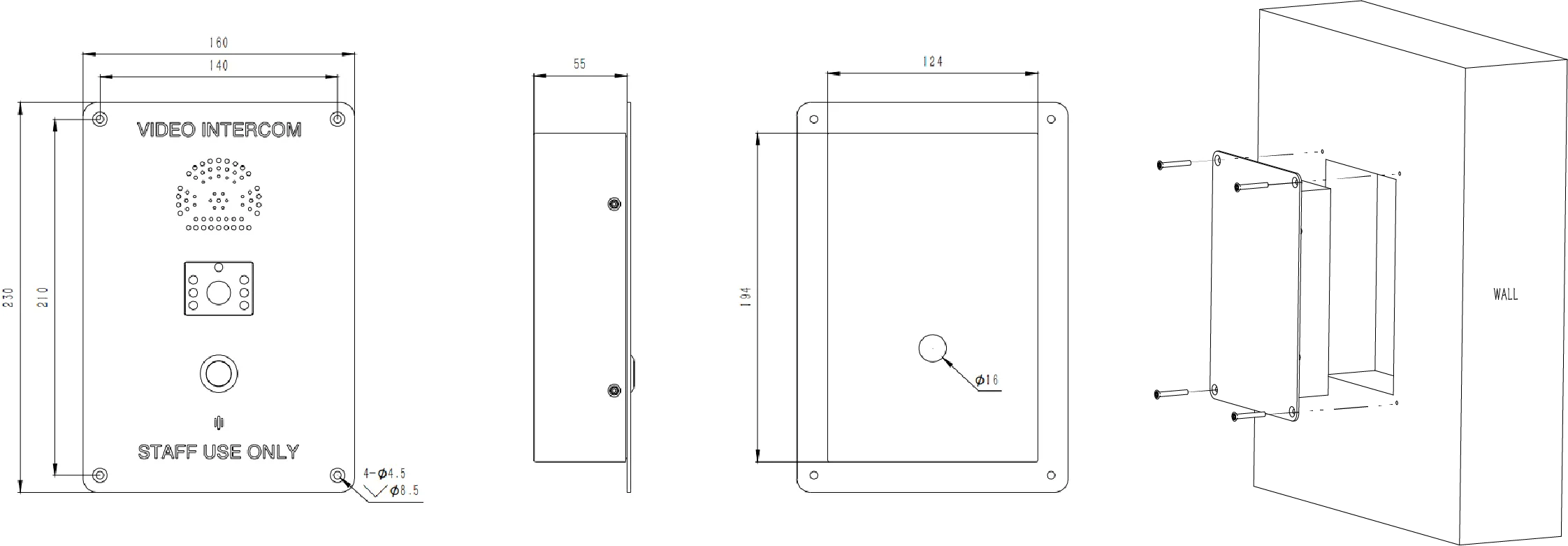 JR301-SC-C-IW-SIP Dimensions